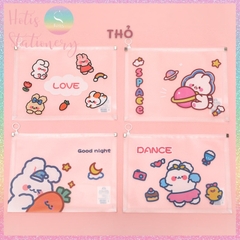 [HOTIS] Bìa đựng tài liệu A4 khóa zip họa tiết hoa lá, hoạt hình dễ thương