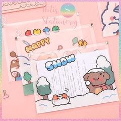 [HOTIS] Bìa đựng tài liệu A4 khóa zip họa tiết hoa lá, hoạt hình dễ thương