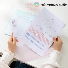 [HOTIS] Combo 3 túi đựng tài liệu A4 Deli Clear Bag – Bìa đựng hồ sơ trong suốt, chống thấm nước, nhiều màu sắc