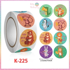 [HOTIS] Sticker Cuộn 500 Nhãn Dán Khen Thưởng Học Sinh - Tạo Động Lực, Kích Thích Học Tập, Phù Hợp Giáo Viên & Phụ Huynh
