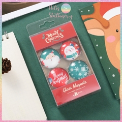 [HOTIS] Bộ 4 nam châm Giáng Sinh hình ông già Noel & người tuyết - Móc treo tủ lạnh sáng tạo