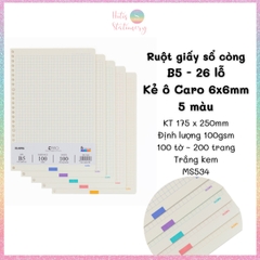 [HOTIS] Ruột sổ còng, tệp 100 tờ giấy refill binder KLong A5/B5/A4