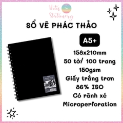 [HOTIS] Sổ Vẽ Phác Thảo Giấy Trơn Sketchbook KLONG A5 A4 50 Tờ 150gsm - Chất Giấy Dày, Trơn Mượt, Lò Xo Tiện Lợi