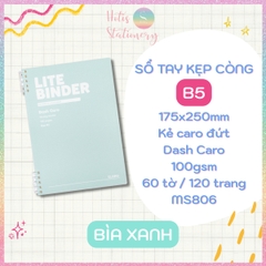 [HOTIS] Sổ Lite Binder B5 120 Trang KLONG Dash Caro/ Line - Còng Nhựa 2 Đầu, Bìa PP Chống Nước, Ghi Chép Linh Hoạt