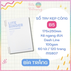 [HOTIS] Sổ Lite Binder B5 120 Trang KLONG Dash Caro/ Line - Còng Nhựa 2 Đầu, Bìa PP Chống Nước, Ghi Chép Linh Hoạt