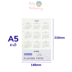 Ruột sổ kế hoạch A5 6 lỗ 96 trang KLONG Paper Planner ruột giấy refill bìa còng