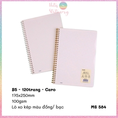 [HOTIS] Sổ lò xo kép Klong line/ caro A5/B5 120/ 200 trang bìa nhựa trong suốt