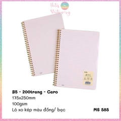 [HOTIS] Sổ lò xo kép Klong line/ caro A5/B5 120/ 200 trang bìa nhựa trong suốt