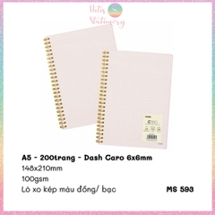 [HOTIS] Sổ lò xo kép Klong line/ caro A5/B5 120/ 200 trang bìa nhựa trong suốt