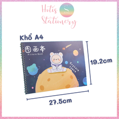 [HOTIS] Sổ vẽ phác thảo sketchbook A4 bìa in hình cute 60 trang