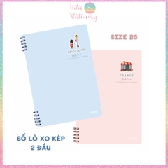 [HOTIS] Sổ lò xo kép 2 đầu B5 Dash Line/Caro 120/ 200 trang