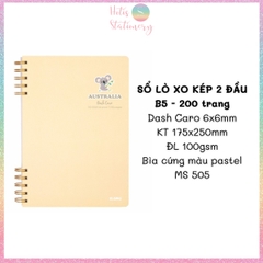 [HOTIS] Sổ lò xo kép 2 đầu B5 Dash Line/Caro 120/ 200 trang