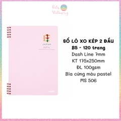 [HOTIS] Sổ lò xo kép 2 đầu B5 Dash Line/Caro 120/ 200 trang