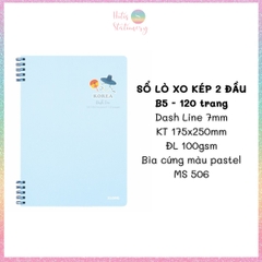 [HOTIS] Sổ lò xo kép 2 đầu B5 Dash Line/Caro 120/ 200 trang
