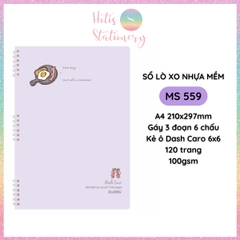 [HOTIS] Sổ lò xo nhựa mềm A4 KLONG kẻ ngang, kẻ ô, 120 trang, 100gsm