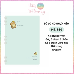 [HOTIS] Sổ lò xo nhựa mềm A4 KLONG kẻ ngang, kẻ ô, 120 trang, 100gsm