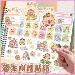 [HOTIS] Sổ vẽ tô màu cho bé khổ A4 bìa in hình Capybara hoạt hình cute, 30 tờ, 60 trang