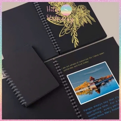 [HOTIS] Sổ lò xo màu đen 100 trang, 180gsm, bìa cứng, sổ vẽ tay graffiti, ablum ảnh kỷ niệm, vẽ tranh