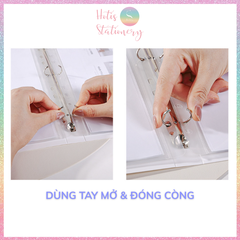 [HOTIS] Bìa Còng A4 3 Chấu Cao Cấp (Xanh / Trắng) Kèm 4 Túi Cài Nút KW-TriO 11 Lỗ Lưu Trữ Tài Liệu Hợp Đồng