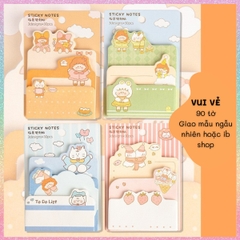 [HOTIS] Set 90 tờ giấy ghi chú, giấy note in màu hoạt hình, 3 kích cỡ