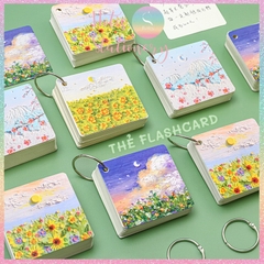 [HOTIS] Flashcard Bộ 80 thẻ học từ vựng ngoại ngữ, ghi chú bìa tranh vẽ hoạt hình dễ thương