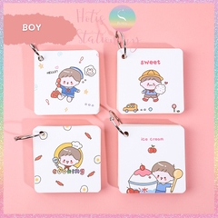 [HOTIS] Flashcard Bộ 80 thẻ học từ vựng ngoại ngữ, ghi chú bìa tranh vẽ hoạt hình dễ thương