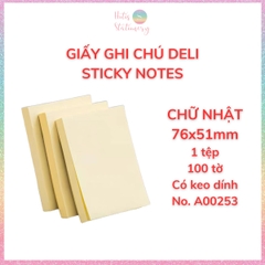 [HOTIS] Set 100 Giấy Note Deli Sticky Notes giấy ghi chú vàng, giấy nhớ, phân trang - 1 tệp