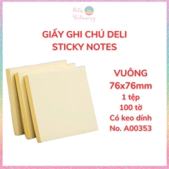 [HOTIS] Set 100 Giấy Note Deli Sticky Notes giấy ghi chú vàng, giấy nhớ, phân trang - 1 tệp