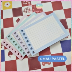 [HOTIS] Tệp 80 tờ Binder Card A7 KLONG 4 màu pastel, gắn sổ còng, làm flashcard - MS: 910