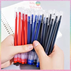 Bút gel dung lượng lớn Hotis vỏ nhựa trong suốn ngòi kim 0.5mm - Xanh/ Đen/ Đỏ