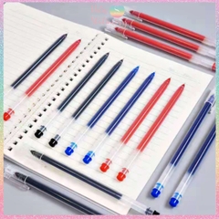 Bút gel dung lượng lớn Hotis vỏ nhựa trong suốn ngòi kim 0.5mm - Xanh/ Đen/ Đỏ