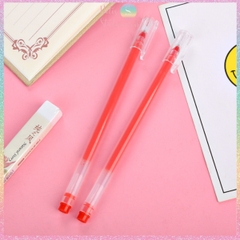Bút gel dung lượng lớn Hotis vỏ nhựa trong suốn ngòi kim 0.5mm - Xanh/ Đen/ Đỏ