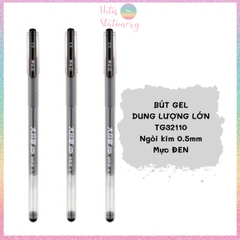 Bút gel dung lượng lớn Hotis vỏ nhựa trong suốn ngòi kim 0.5mm - Xanh/ Đen/ Đỏ