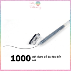 Bút gel dung lượng lớn Hotis vỏ nhựa trong suốn ngòi kim 0.5mm - Xanh/ Đen/ Đỏ