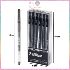 Bút gel dung lượng lớn Hotis vỏ nhựa trong suốn ngòi kim 0.5mm - Xanh/ Đen/ Đỏ