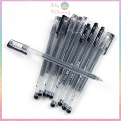 Bút gel dung lượng lớn Hotis vỏ nhựa trong suốn ngòi kim 0.5mm - Xanh/ Đen/ Đỏ