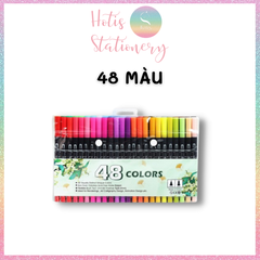 [HOTIS] Bút lông hai đầu tô màu vẽ tranh gốc nước viết calligraphy Double Head- Bộ 12/24/36/48 màu