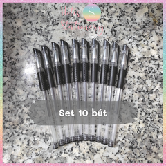 [HOTIS] Set 10 bút gel basic thân trong suốt, có nắp - Tặng thêm 2 bút