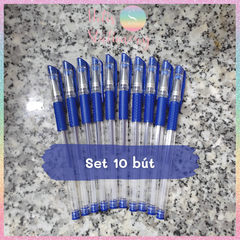 [HOTIS] Set 10 bút gel basic thân trong suốt, có nắp - Tặng thêm 2 bút