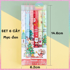 [HOTIS] Set 6 bút bi gel bấm Giáng Sinh Noel dùng làm quà tặng, trang trí - Mực đen, ngòi 0.5mm
