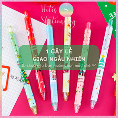 [HOTIS] Set 6 bút bi gel bấm Giáng Sinh Noel dùng làm quà tặng, trang trí - Mực đen, ngòi 0.5mm