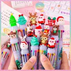 [HOTIS] Bút bi bấm 10 màu họa tiết Noel Giáng Sinh dễ thương
