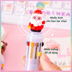[HOTIS] Bút bi bấm 10 màu họa tiết Noel Giáng Sinh dễ thương