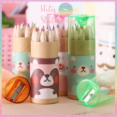 [HOTIS] Set 12 bút chì màu mini hình gấu dễ thương