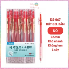 [HOTIS] Bút gel bấm DS-067 ngòi kim 0.5mm viết nhanh khô, không lem, thân trong có đệm cầm êm tay - 1 cây