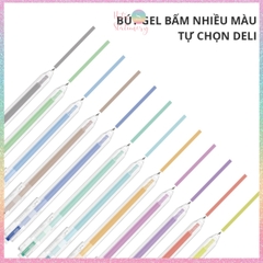 [HOTIS] Bút bi gel bấm 12 màu ngòi 0.5mm DELI Delight Gel Pen nhanh khô viết đều trơn tru lâu hết mực - G118
