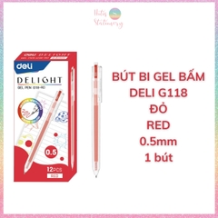 [HOTIS] Bút bi gel bấm 12 màu ngòi 0.5mm DELI Delight Gel Pen nhanh khô viết đều trơn tru lâu hết mực - G118