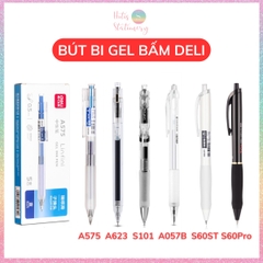 [HOTIS] 1 cây Bút bi gel bấm DELI ngòi 0.5mm bút bi bấm mực đều nhanh khô - A575/S101/A623/A057b/S60st/S60Pro