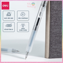 [HOTIS] 1 cây Bút bi gel bấm DELI ngòi 0.5mm bút bi bấm mực đều nhanh khô - A575/S101/A623/A057b/S60st/S60Pro