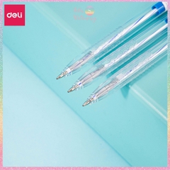 [HOTIS] Bút bi bấm văn phòng DELI ARROW 3 màu mực xanh đen đỏ ngòi 0.7mm viết nét đều trơn tru phù hợp cho học sinh